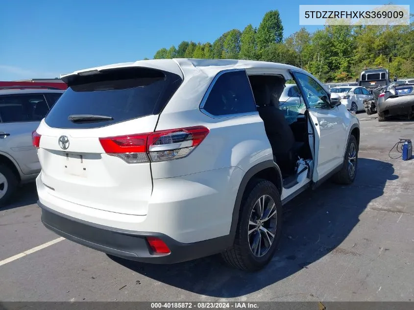 5TDZZRFHXKS369009 2019 Toyota Highlander Le