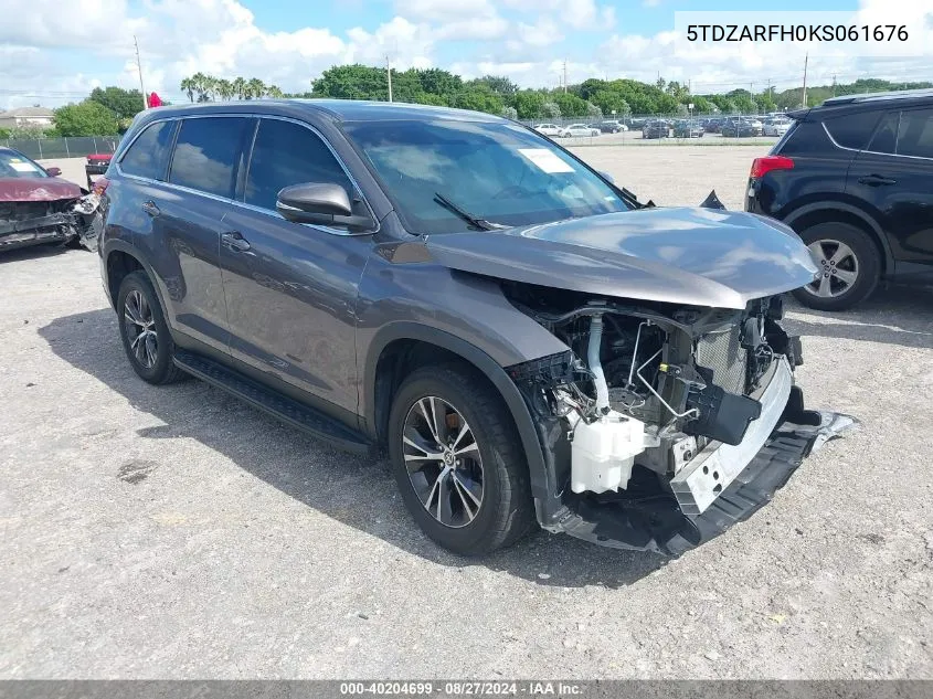 2019 Toyota Highlander Le VIN: 5TDZARFH0KS061676 Lot: 40204699