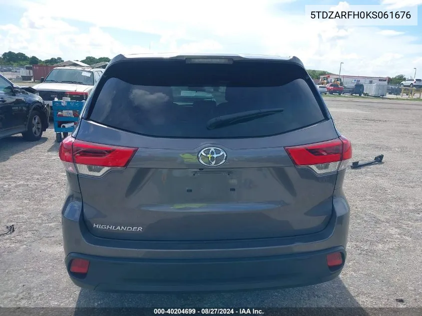 2019 Toyota Highlander Le VIN: 5TDZARFH0KS061676 Lot: 40204699