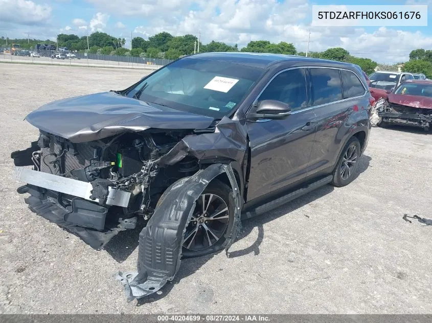 2019 Toyota Highlander Le VIN: 5TDZARFH0KS061676 Lot: 40204699