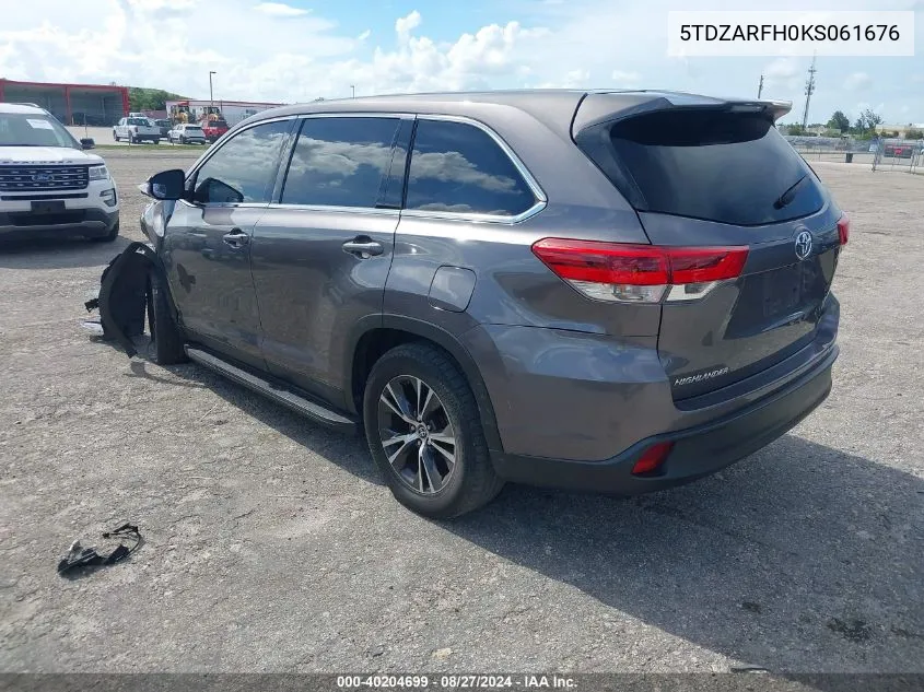 5TDZARFH0KS061676 2019 Toyota Highlander Le