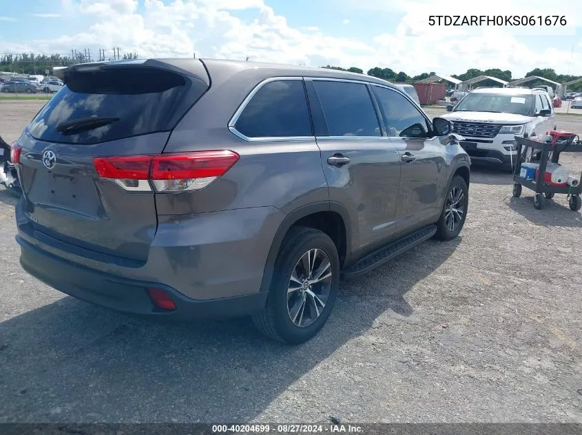 2019 Toyota Highlander Le VIN: 5TDZARFH0KS061676 Lot: 40204699