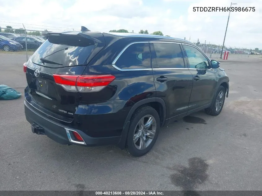 5TDDZRFH6KS986675 2019 Toyota Highlander Limited Platinum