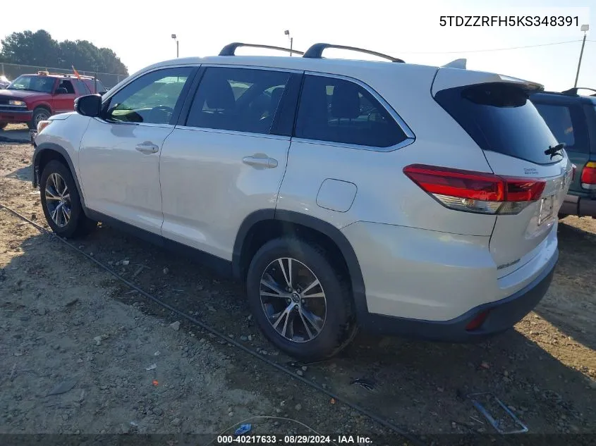 5TDZZRFH5KS348391 2019 Toyota Highlander Le Plus