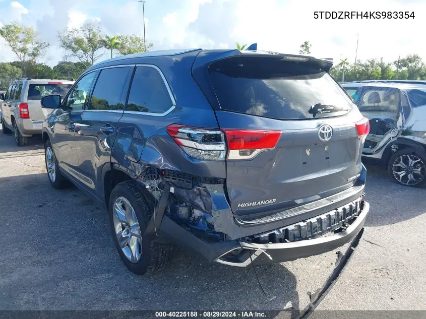 2019 Toyota Highlander Limited VIN: 5TDDZRFH4KS983354 Lot: 40225188