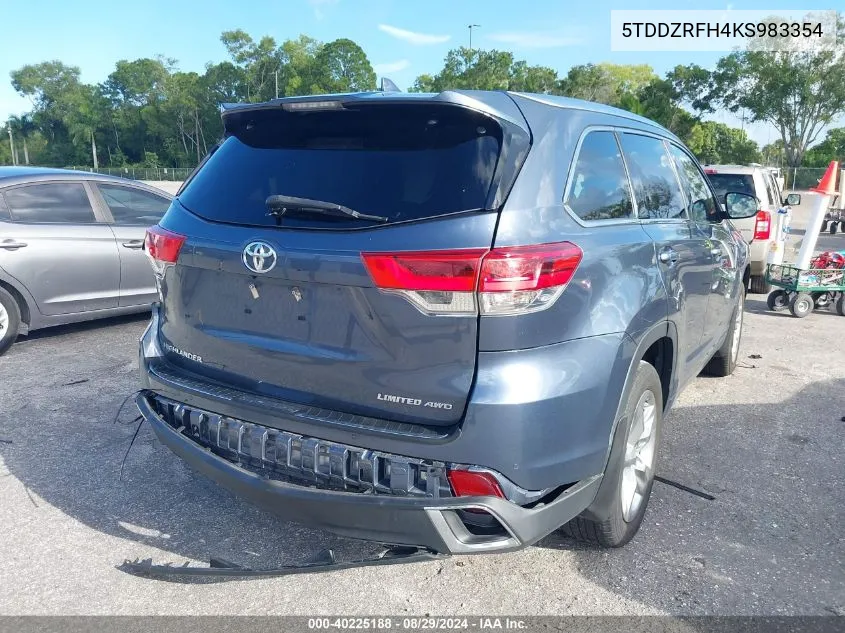 2019 Toyota Highlander Limited VIN: 5TDDZRFH4KS983354 Lot: 40225188