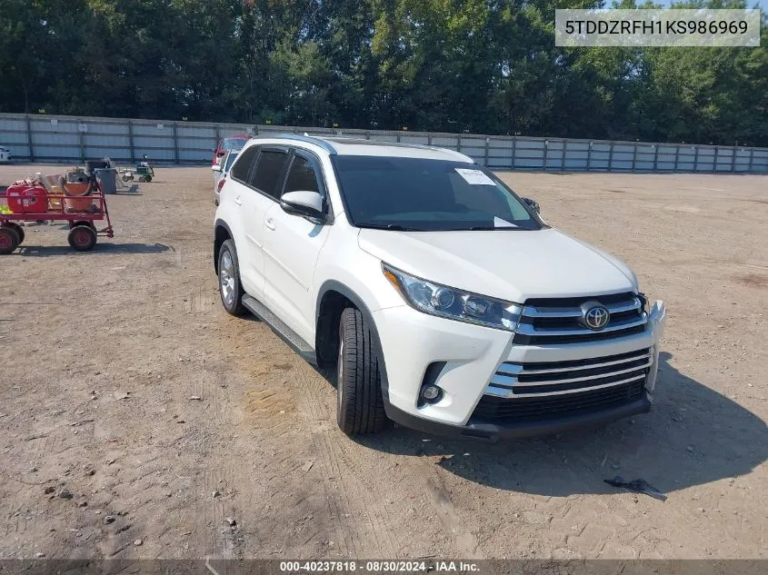 2019 Toyota Highlander Limited VIN: 5TDDZRFH1KS986969 Lot: 40237818