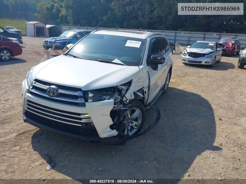 5TDDZRFH1KS986969 2019 Toyota Highlander Limited