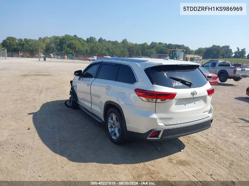 5TDDZRFH1KS986969 2019 Toyota Highlander Limited