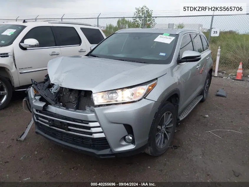 5TDKZRFH2KS565706 2019 Toyota Highlander Se/Xle