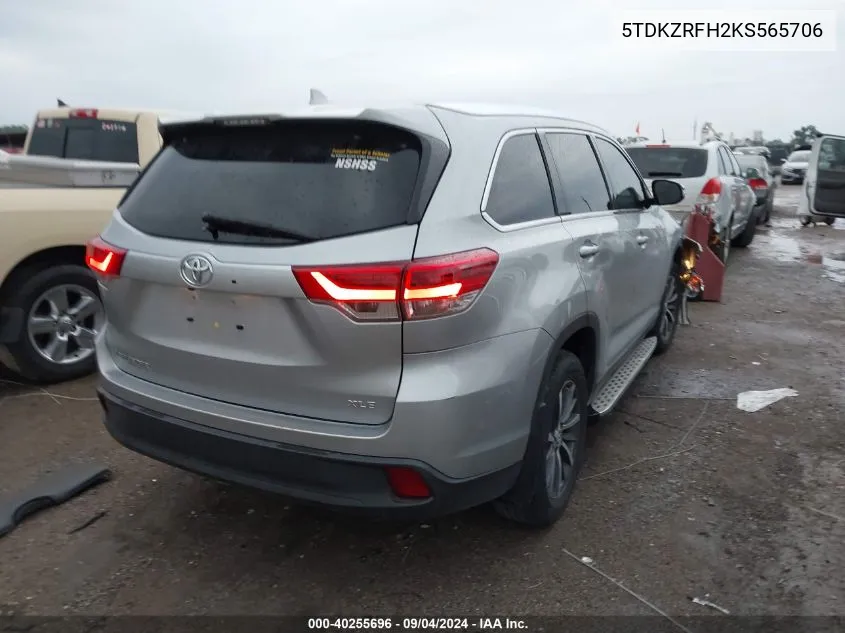 5TDKZRFH2KS565706 2019 Toyota Highlander Se/Xle