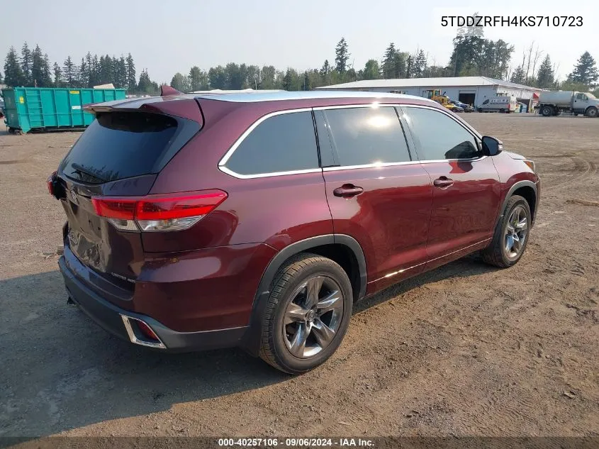 2019 Toyota Highlander Limited Platinum VIN: 5TDDZRFH4KS710723 Lot: 40257106