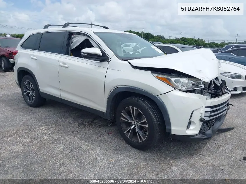 2019 Toyota Highlander Le VIN: 5TDZARFH7KS052764 Lot: 40265596