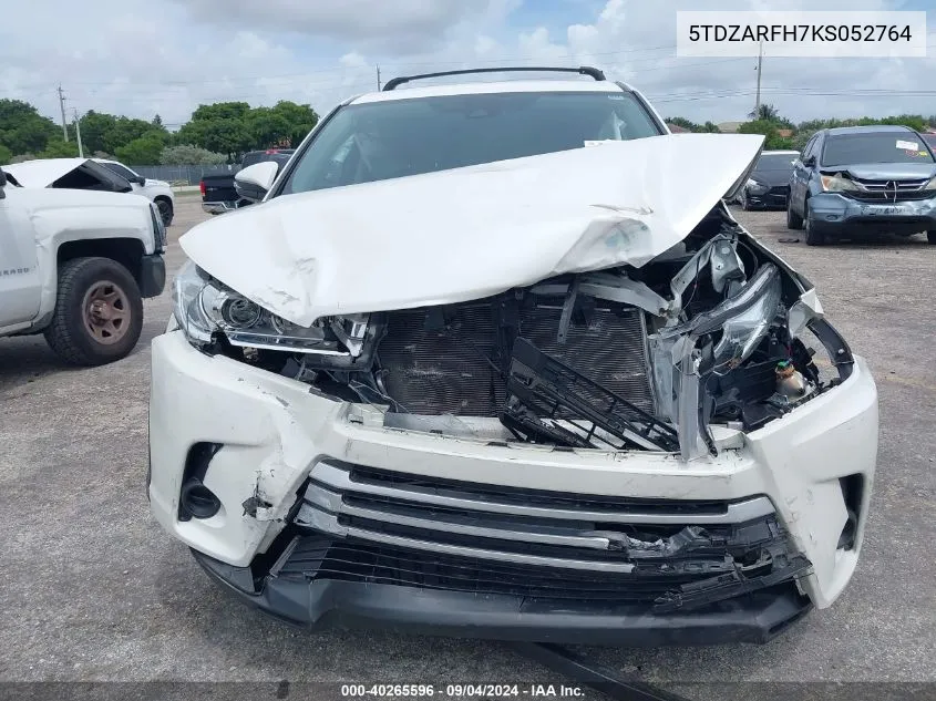 2019 Toyota Highlander Le VIN: 5TDZARFH7KS052764 Lot: 40265596