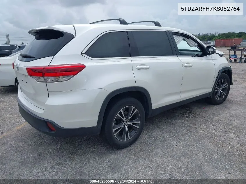 2019 Toyota Highlander Le VIN: 5TDZARFH7KS052764 Lot: 40265596