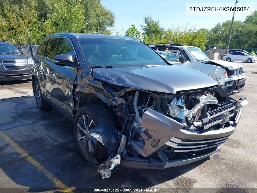 2019 Toyota Highlander Xle VIN: 5TDJZRFH4KS605084 Lot: 40273125