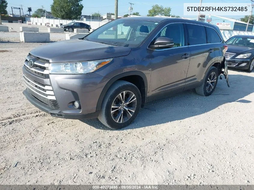 2019 Toyota Highlander Le/Le Plus VIN: 5TDBZRFH4KS732485 Lot: 40273695