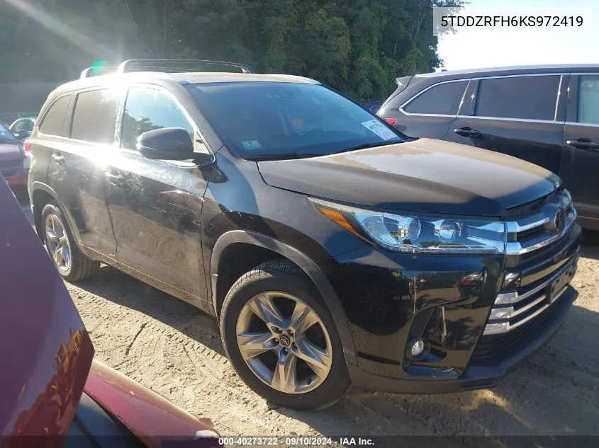 2019 Toyota Highlander Limited VIN: 5TDDZRFH6KS972419 Lot: 40273722