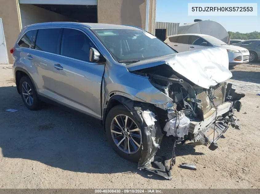 5TDJZRFH0KS572553 2019 Toyota Highlander Se/Xle