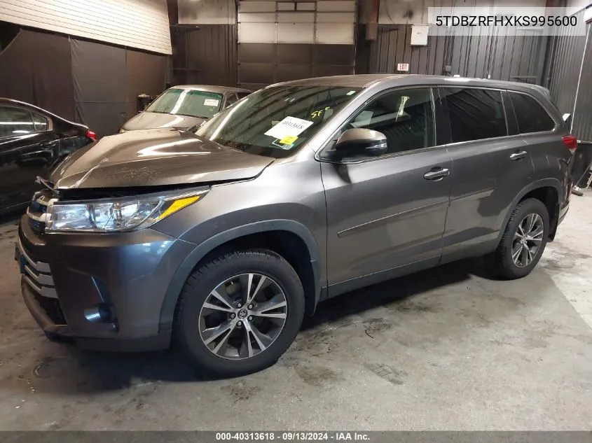 2019 Toyota Highlander Le VIN: 5TDBZRFHXKS995600 Lot: 40313618