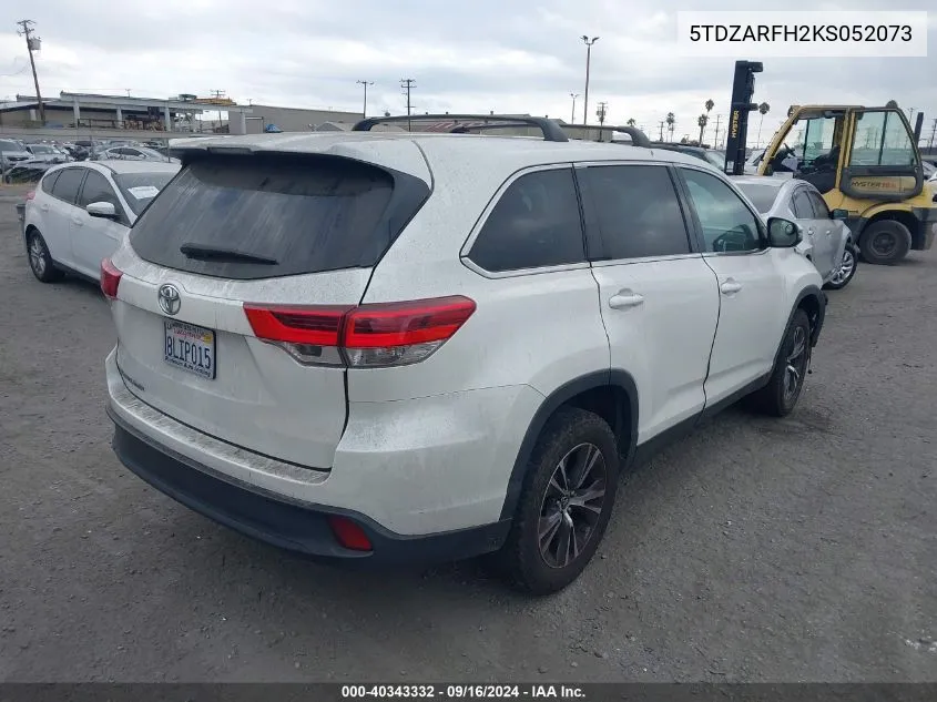 2019 Toyota Highlander Le VIN: 5TDZARFH2KS052073 Lot: 40343332