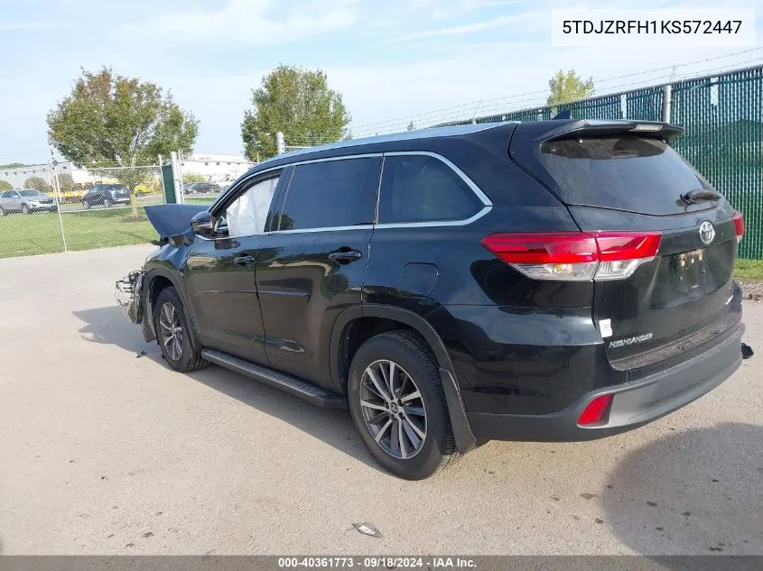 2019 Toyota Highlander Se/Xle VIN: 5TDJZRFH1KS572447 Lot: 40361773