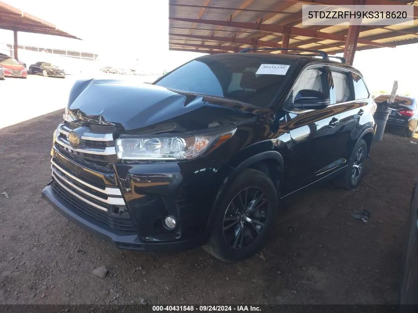 2019 Toyota Highlander Le Plus VIN: 5TDZZRFH9KS318620 Lot: 40431548