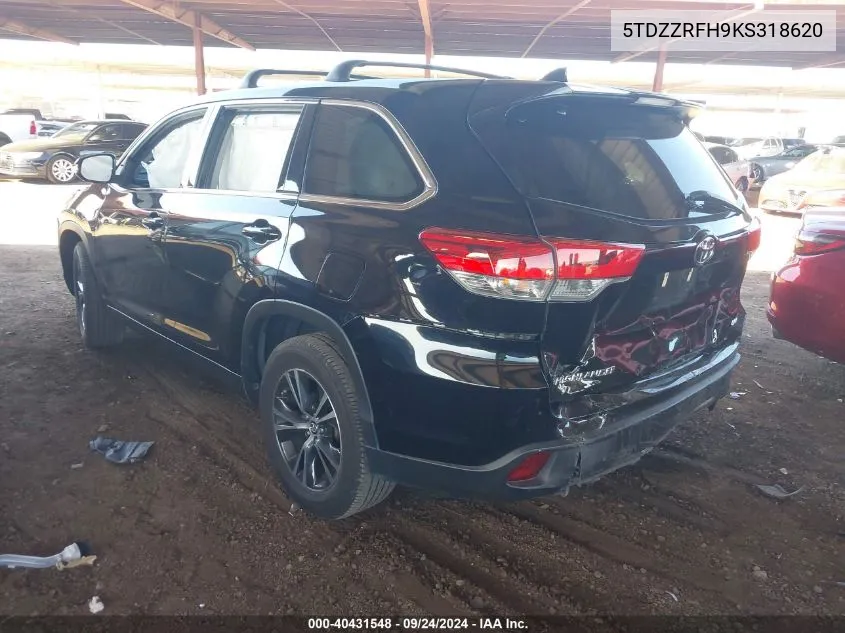 2019 Toyota Highlander Le Plus VIN: 5TDZZRFH9KS318620 Lot: 40431548