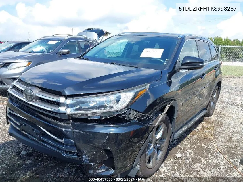 5TDDZRFH1KS993257 2019 Toyota Highlander Limited Platinum