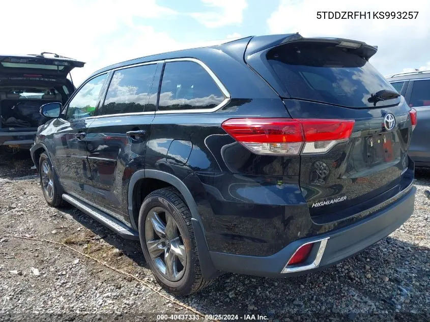 2019 Toyota Highlander Limited Platinum VIN: 5TDDZRFH1KS993257 Lot: 40437333