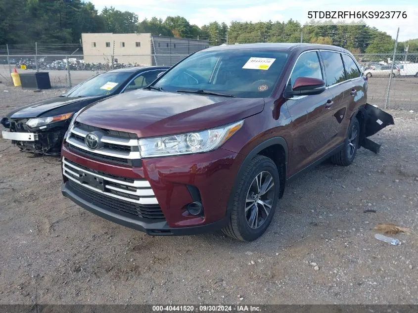 2019 Toyota Highlander Le VIN: 5TDBZRFH6KS923776 Lot: 40441520