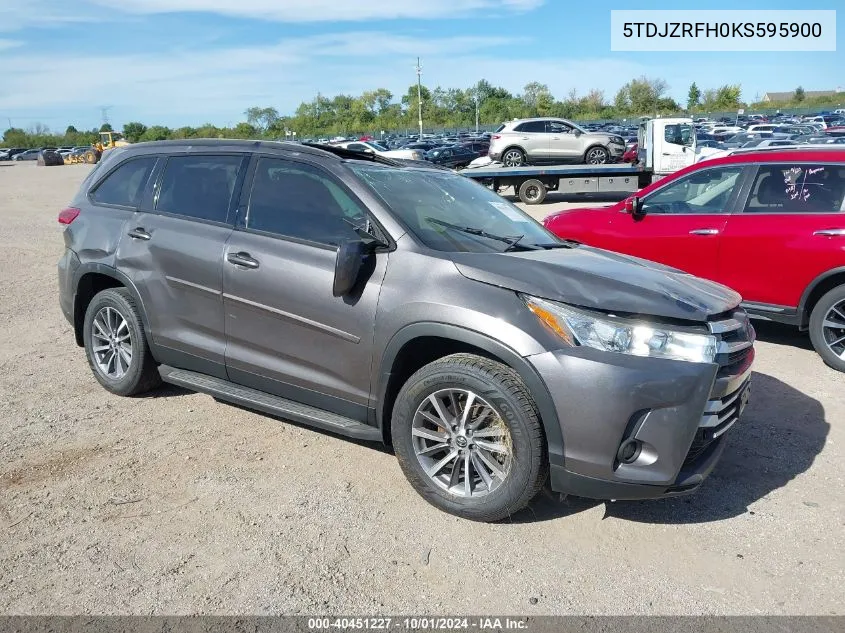 2019 Toyota Highlander Xle VIN: 5TDJZRFH0KS595900 Lot: 40451227