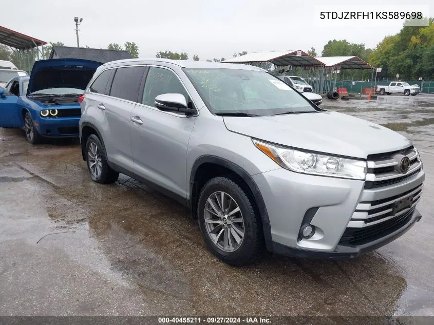 2019 Toyota Highlander Xle VIN: 5TDJZRFH1KS589698 Lot: 40455211