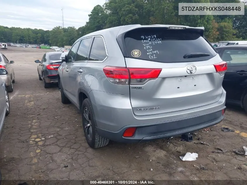 2019 Toyota Highlander Le VIN: 5TDZARFHXKS048448 Lot: 40468301