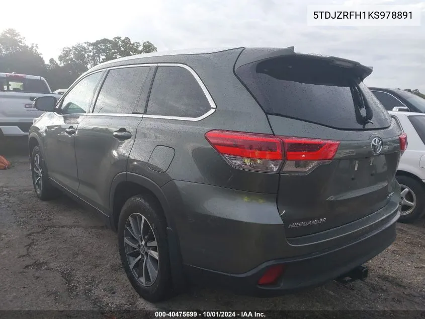 2019 Toyota Highlander Se/Xle VIN: 5TDJZRFH1KS978891 Lot: 40475699