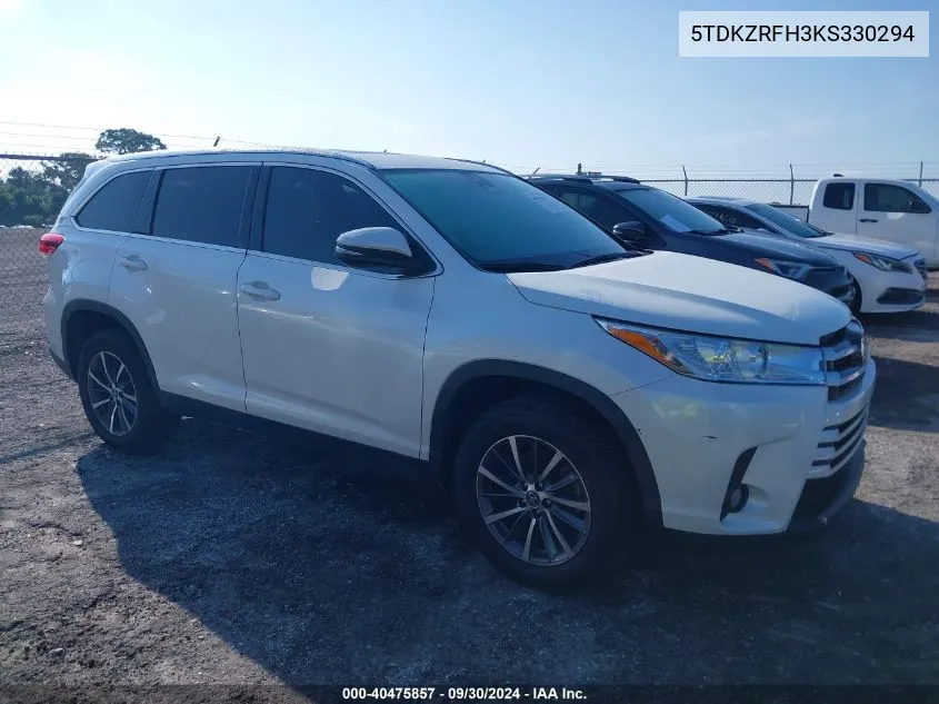 2019 Toyota Highlander Se/Xle VIN: 5TDKZRFH3KS330294 Lot: 40475857