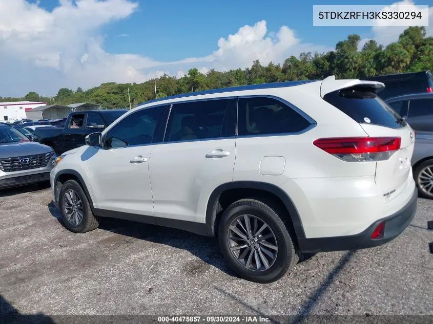 2019 Toyota Highlander Se/Xle VIN: 5TDKZRFH3KS330294 Lot: 40475857