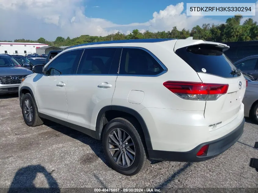 5TDKZRFH3KS330294 2019 Toyota Highlander Se/Xle