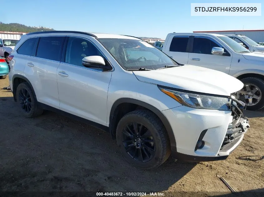 2019 Toyota Highlander Se VIN: 5TDJZRFH4KS956299 Lot: 40483672