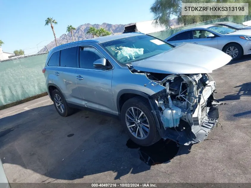 2019 Toyota Highlander Xle VIN: 5TDKZRFHXKS313198 Lot: 40497216