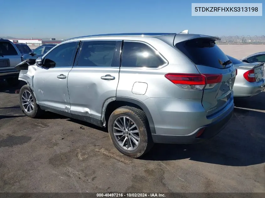 2019 Toyota Highlander Xle VIN: 5TDKZRFHXKS313198 Lot: 40497216