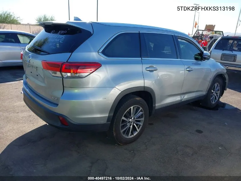 2019 Toyota Highlander Xle VIN: 5TDKZRFHXKS313198 Lot: 40497216