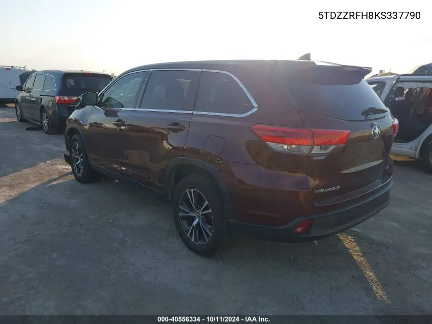 2019 Toyota Highlander Le/Le Plus VIN: 5TDZZRFH8KS337790 Lot: 40556334