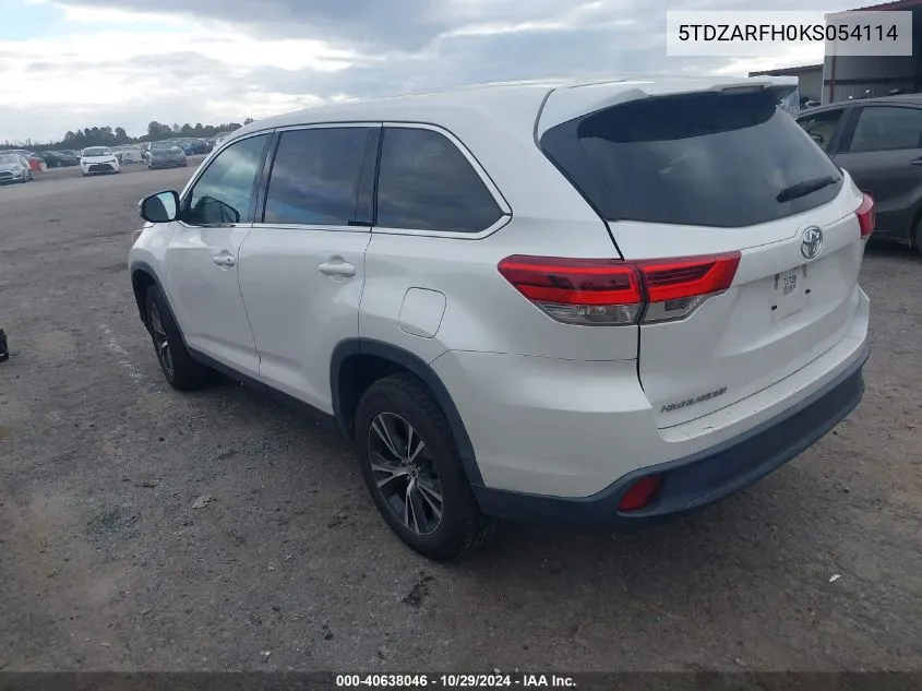 2019 Toyota Highlander Le VIN: 5TDZARFH0KS054114 Lot: 40638046