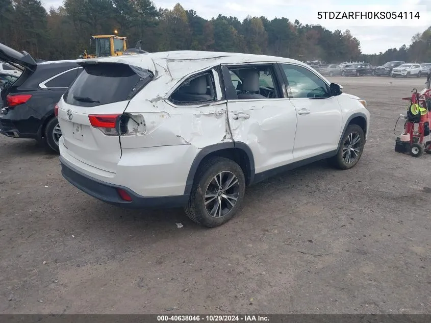 2019 Toyota Highlander Le VIN: 5TDZARFH0KS054114 Lot: 40638046