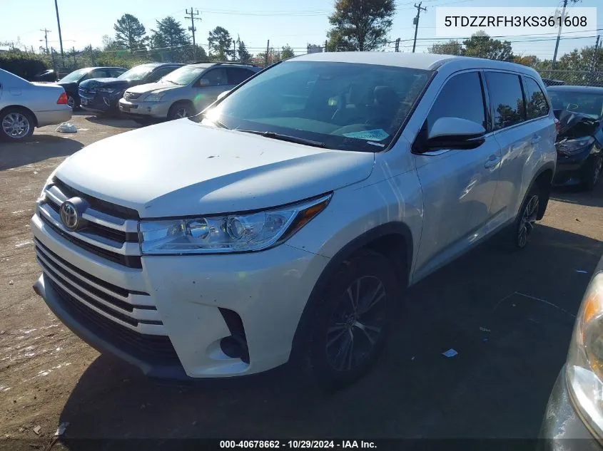 5TDZZRFH3KS361608 2019 Toyota Highlander Le