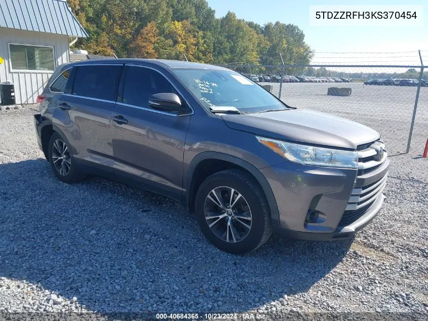 2019 Toyota Highlander Le VIN: 5TDZZRFH3KS370454 Lot: 40684365