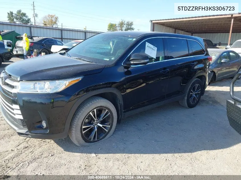 5TDZZRFH3KS306723 2019 Toyota Highlander Le/Le Plus