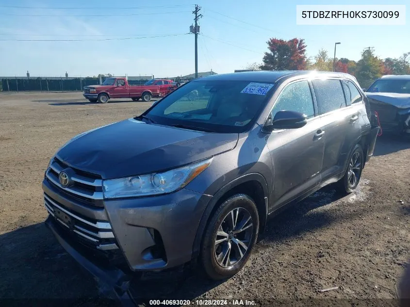 2019 Toyota Highlander Le Plus VIN: 5TDBZRFH0KS730099 Lot: 40693020