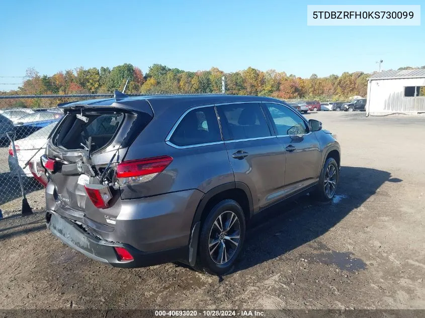 2019 Toyota Highlander Le Plus VIN: 5TDBZRFH0KS730099 Lot: 40693020